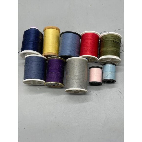 10 spools of polyester thread varying colors green red purple and sizes READ - Picture 3 of 6